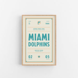 Miami Dolphins Ticket Print | Wall Art | Vintage Poster | Dolphins Football