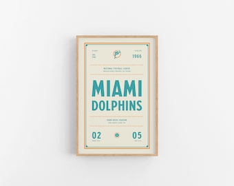 Miami Dolphins Ticket Print | Wall Art | Vintage Poster | Dolphins Football