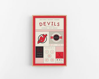 New Jersey Devils Stats Print | Wandkunst | Vintage Poster | Teufel Eishockey