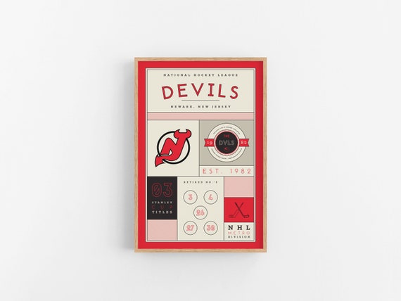 New Jersey Devils Team Colors Prudential Center Vintage Hockey Print