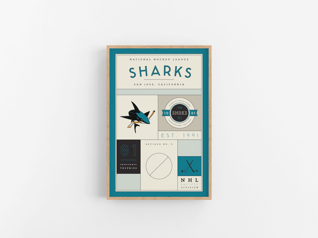 San Jose Sharks Stats Print Wall Art Vintage Poster Sharks Hockey Etsy