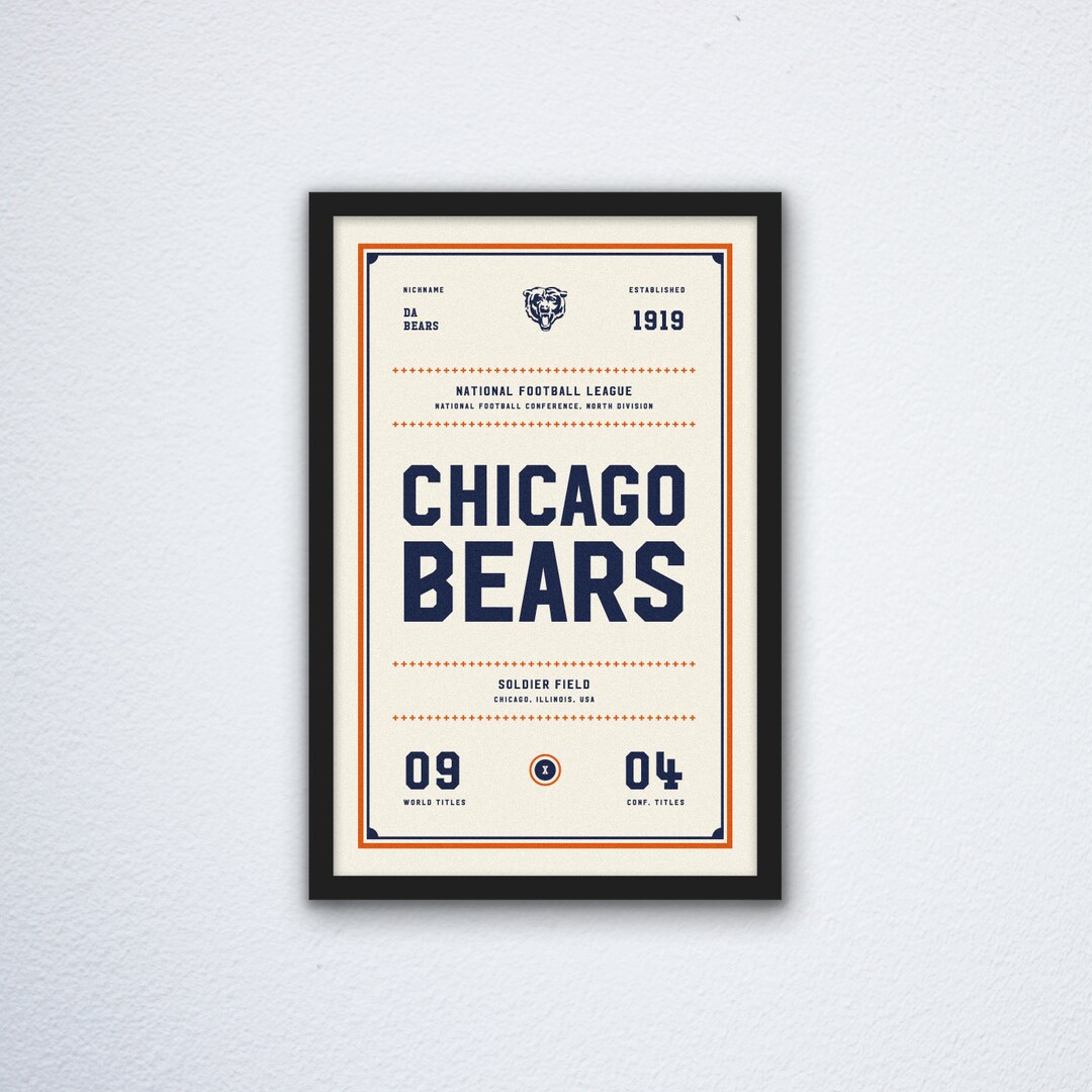 Chicago Bears Ticket Print Etsy