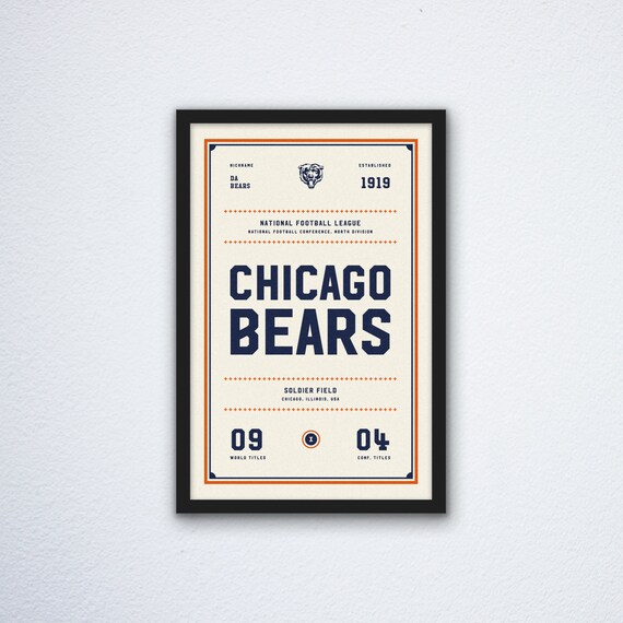 Chicago Bears Ticket Print Etsy