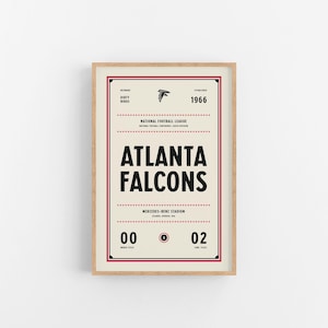 Atlanta Falken Ticket Druck | Wandkunst | Vintage Poster | Falken Fußball