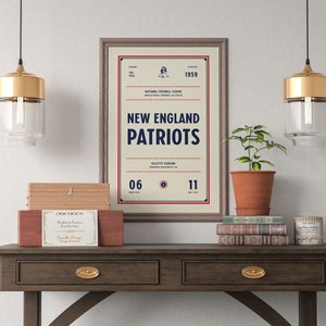 New England Patriots Ticket Print Wall Art Vintage Poster Patriots Football image 2