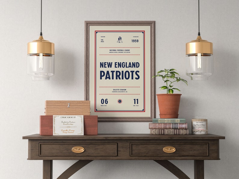 New England Patriots Ticket Print Wall Art Vintage Poster Patriots Football image 2