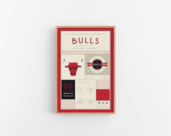 Chicago Bulls Stats Print | Wall Art | Vintage Poster | Bulls Basketball