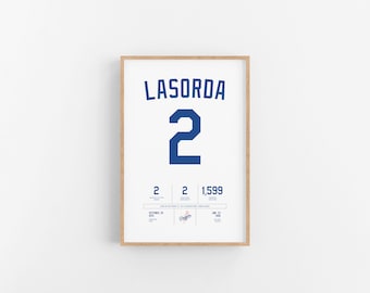 Tommy Lasorda Stats Print | Wall Art | Vintage Poster | Dodgers Baseball