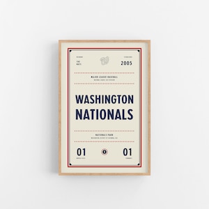 Impressão de ingresso do Washington Nationals | Arte de parede | Pôster vintage | Beisebol do Nationals