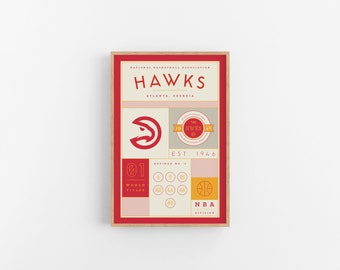 Atlanta Hawks Stats Print | Wall Art | Vintage Poster | Hawks Basketball