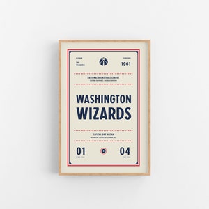 Washington Wizards Ticket Print | Wall Art | Vintage Poster | Wizards Basketball