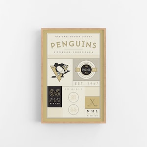 Pittsburgh Penguins Stats Print Wall Art Vintage Poster Penguins Hockey