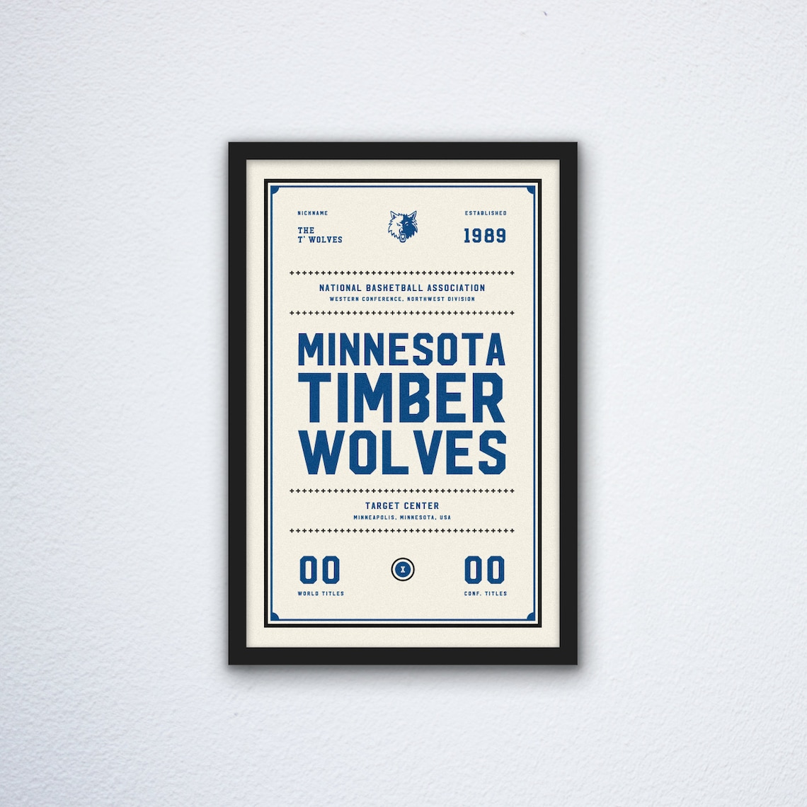 Minnesota Timberwolves Ticket Print Etsy