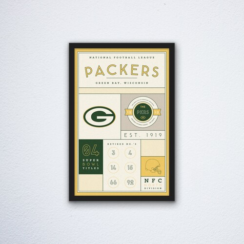 Green Bay Packers Stats Print Etsy