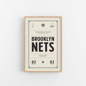 Brooklyn Nets Ticket Print | Wall Art | Vintage Poster | Nets Basketball