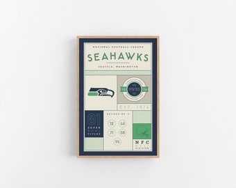 Seattle Seahawks Stats Print | Wall Art | Vintage Poster | Seahawks Football