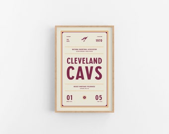 Cleveland Cavaliers Ticket Print | Wall Art | Vintage Poster | Cavaliers Basketball