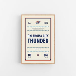Oklahoma City Thunder Ticket Print | Wall Art | Vintage Poster | Thunder Basketball