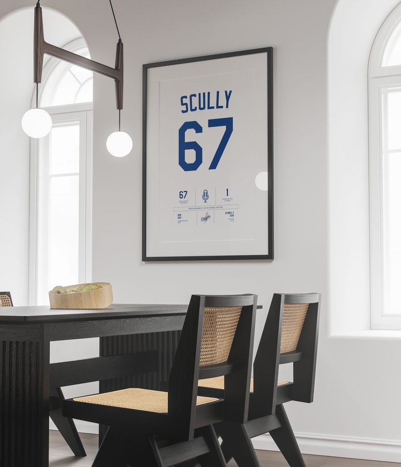 Vin Scully Stats Print Wall Art Vintage Poster Dodgers Baseball image 3