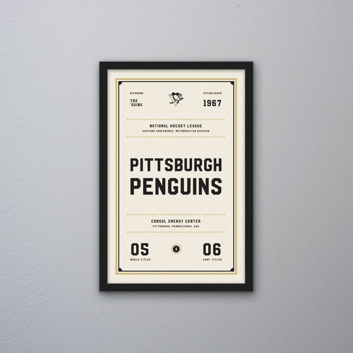 Pittsburgh Penguins Ticket Print Etsy