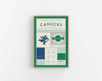 Vancouver Canucks Stats Print | Wall Art | Vintage Poster | Canucks Hockey