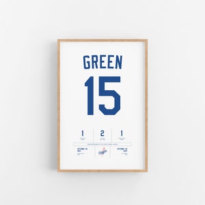 Impresión de estadísticas de Shawn Green / Arte mural / Póster vintage / Béisbol de los Dodgers