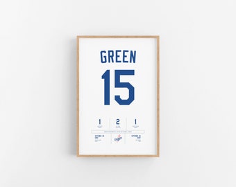 Shawn Green Stats Print | Wall Art | Vintage Poster | Dodgers Baseball