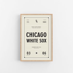 Chicago White Sox Ticket Print | Wall Art | Vintage Poster | White Sox Baseball