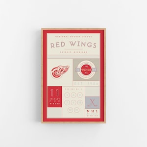 Detroit Red Wings Stats Print | Wall Art | Vintage Poster | Red Wings Hockey
