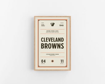 Cleveland Browns Ticket Print | Wall Art | Vintage Poster | Browns Football