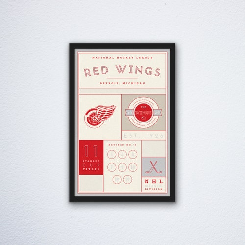 Detroit Red Wings Stats Print Etsy