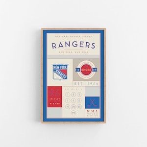 New York Rangers Stats Print | Wall Art | Vintage Poster | Rangers Hockey