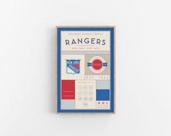 New York Rangers Stats Print | Wall Art | Vintage Poster | Rangers Hockey