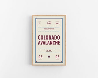 Colorado Avalanche Ticket Print | Wall Art | Vintage Poster | Avalanche Hockey