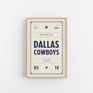 Dallas Cowboys Ticket Print | Wall Art | Vintage Poster | Cowboys Football