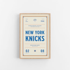 New York Knicks Ticket Print Wall Art Vintage Poster Knicks Basketball image 1