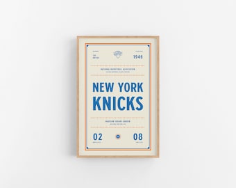 New York Knicks Ticket Print | Wall Art | Vintage Poster | Knicks Basketball