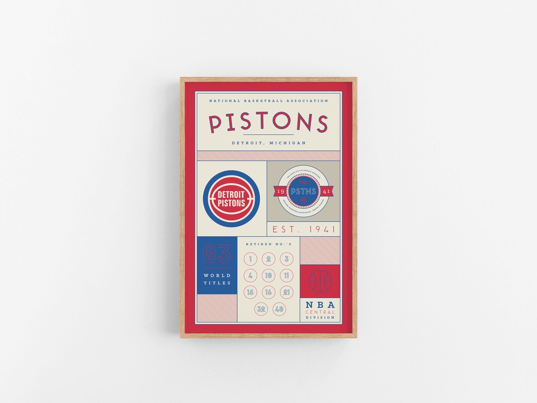 Detroit Pistons Stats Print Wall Art Vintage Poster Pistons Basketball