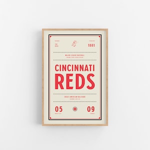 Cincinnati Reds Ticket Print | Wall Art | Vintage Poster | Reds Baseball