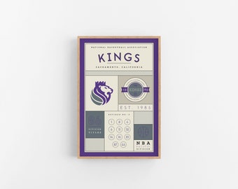 Sacramento Kings Stats Print | Wall Art | Vintage Poster | Kings Basketball