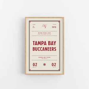 Tampa Bay Buccaneers Ticket Druck | Wandkunst | Vintage Poster | Freibeuter Fussball