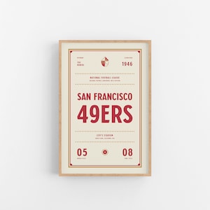 San Francisco 49ers Ticket Print | Wall Art | Vintage Poster | 49ers Football