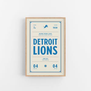 Impressão de ingresso do Detroit Lions | Arte de parede | Pôster vintage | Futebol americano do Lions