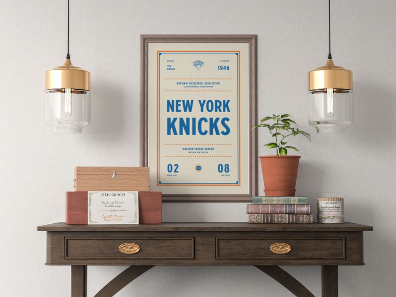 New York Knicks Ticket Print Wall Art Vintage Poster Knicks Basketball image 2