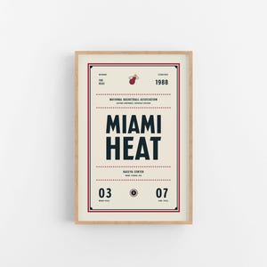 Miami Heat Ticket Print | Wall Art | Vintage Poster | Heat Basketball