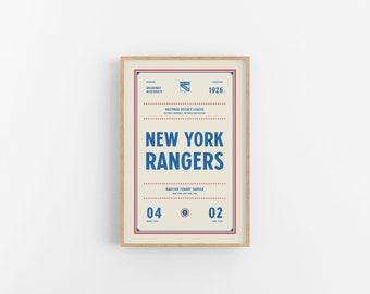 New York Rangers Ticket Print | Wandkunst | Vintage Poster | Rangers Hockey