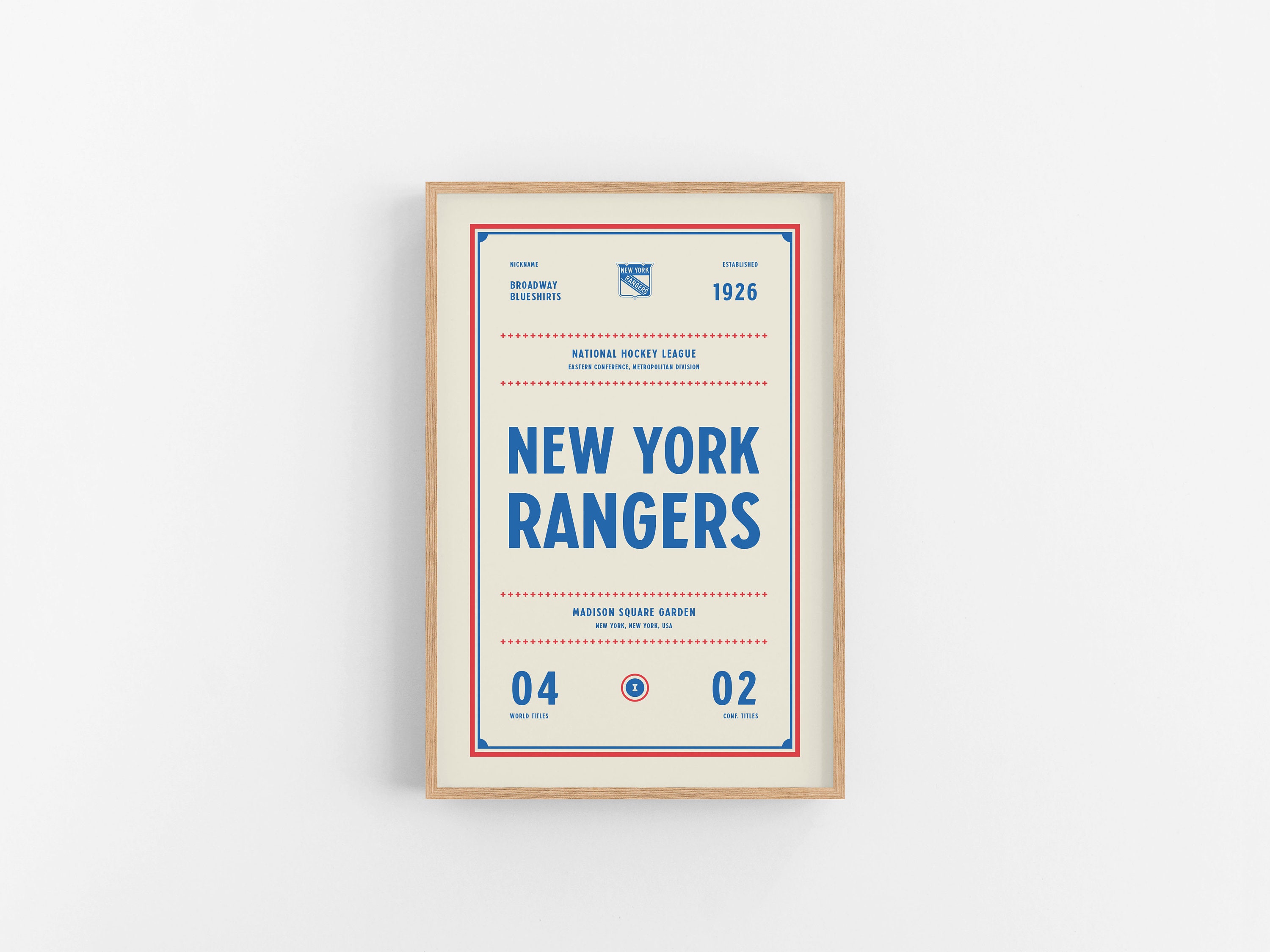 NY Rangers Poster Wall Art - Professional Artwork Print - Hanging Decor For  Room - Great Gift Idea (8x10)