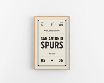 San Antonio Spurs Ticket Print | Wall Art | Vintage Poster | Spurs Basketball