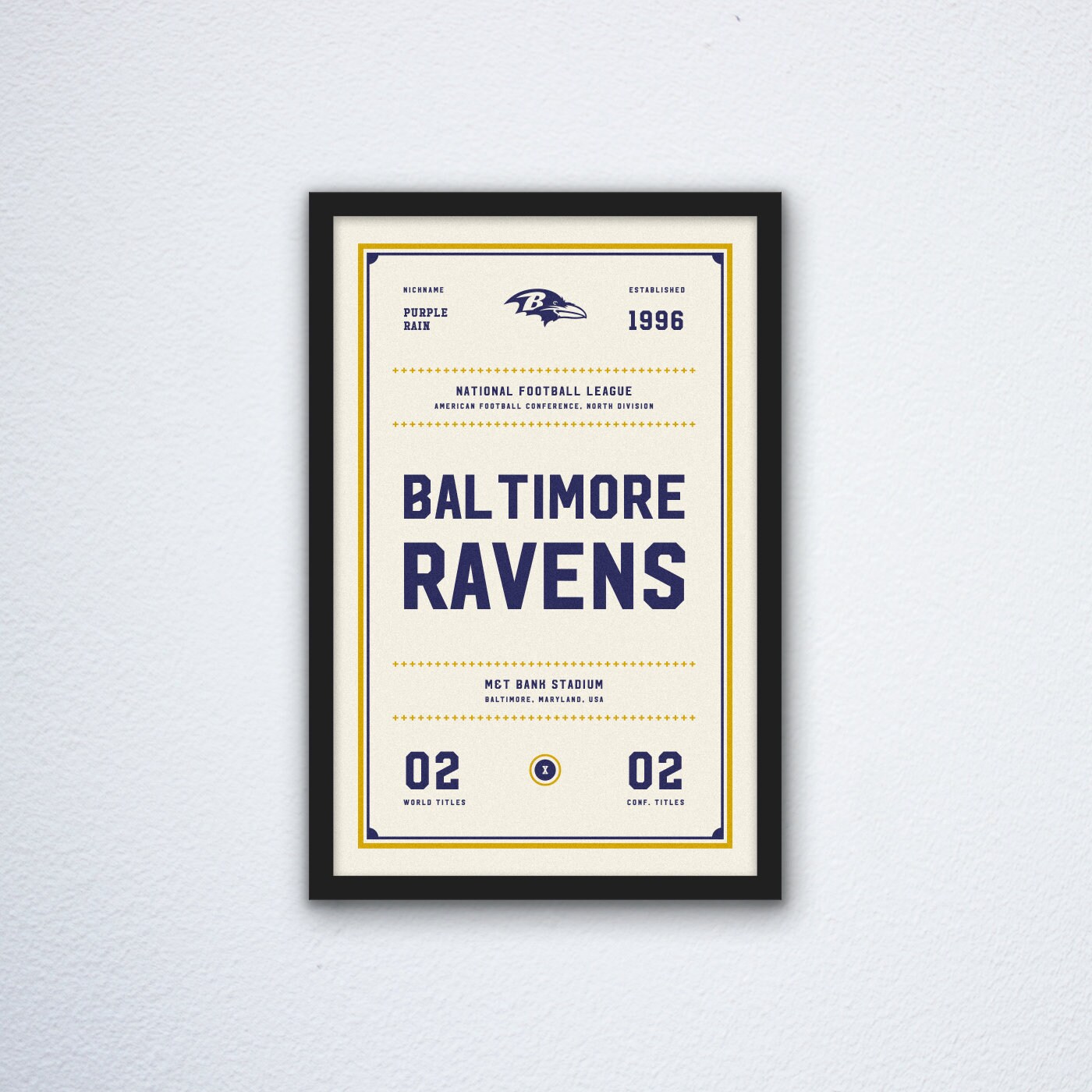 Baltimore Ravens Ticket Print | Etsy