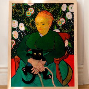 Cat Print Van Gogh La Berceuse Funny Gift Poster Wall Art Home Decor WITHOUT FRAME